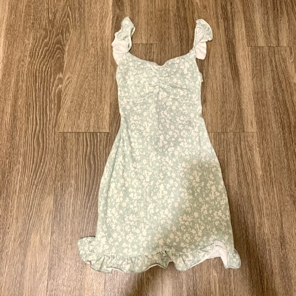 NWT Floral Ruffle mint green mini dress